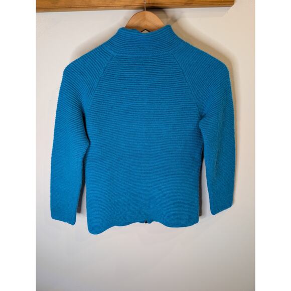 100% Baby Alpaca Millma's Small Blue Zip Front Peru Luxury Soft Knit Sweater - Picture 4 of 9